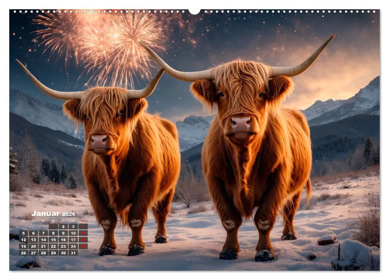 Bild: 9783457476703 | Highland Kühe (Wandkalender 2026 DIN A2 quer), CALVENDO Monatskalender