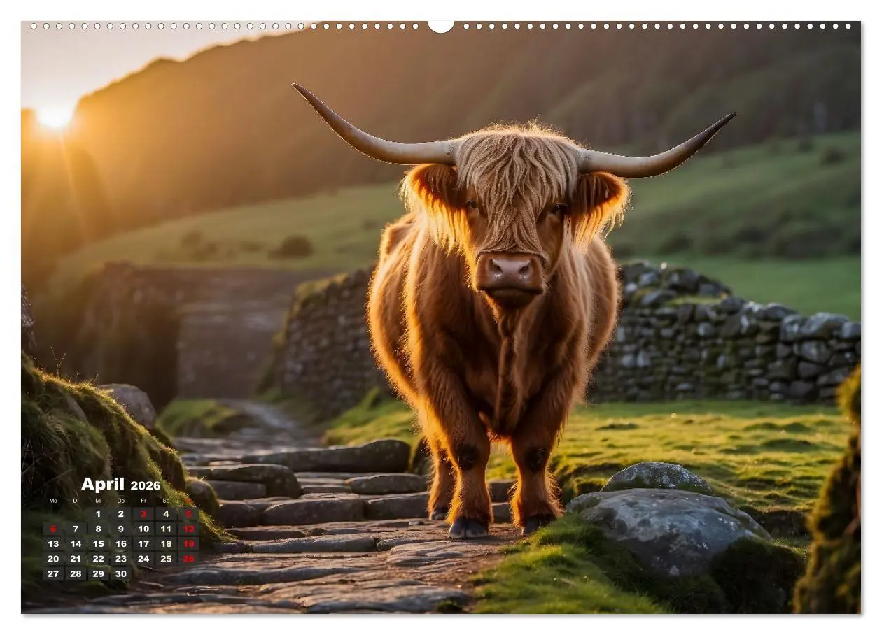 Bild: 9783457476703 | Highland Kühe (Wandkalender 2026 DIN A2 quer), CALVENDO Monatskalender