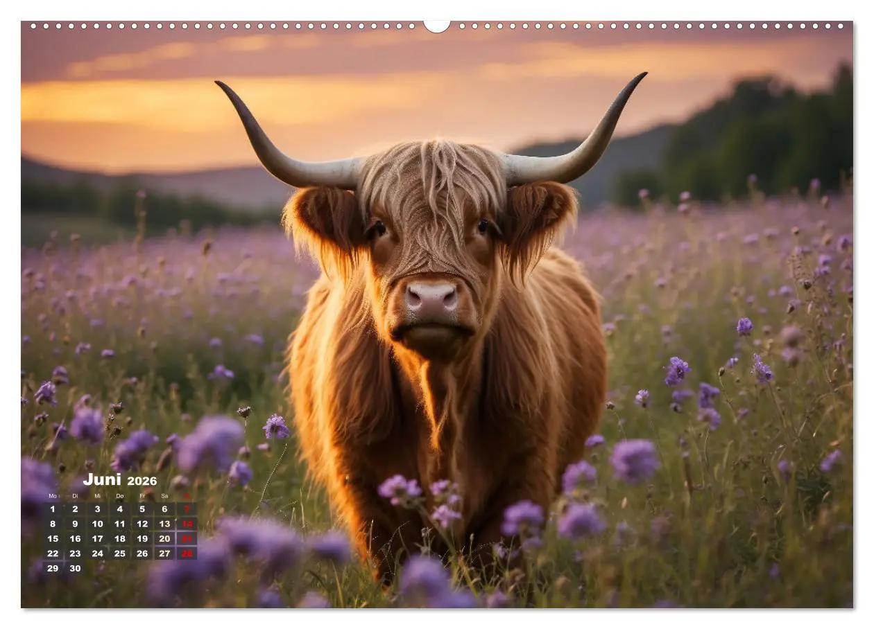 Bild: 9783457476703 | Highland Kühe (Wandkalender 2026 DIN A2 quer), CALVENDO Monatskalender