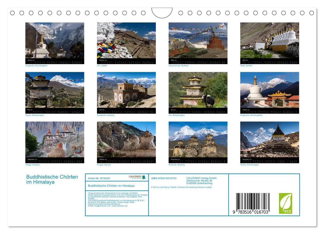 Bild: 9783516016703 | Buddhistische Chörten im Himalaya (Wandkalender 2026 DIN A4 quer),...