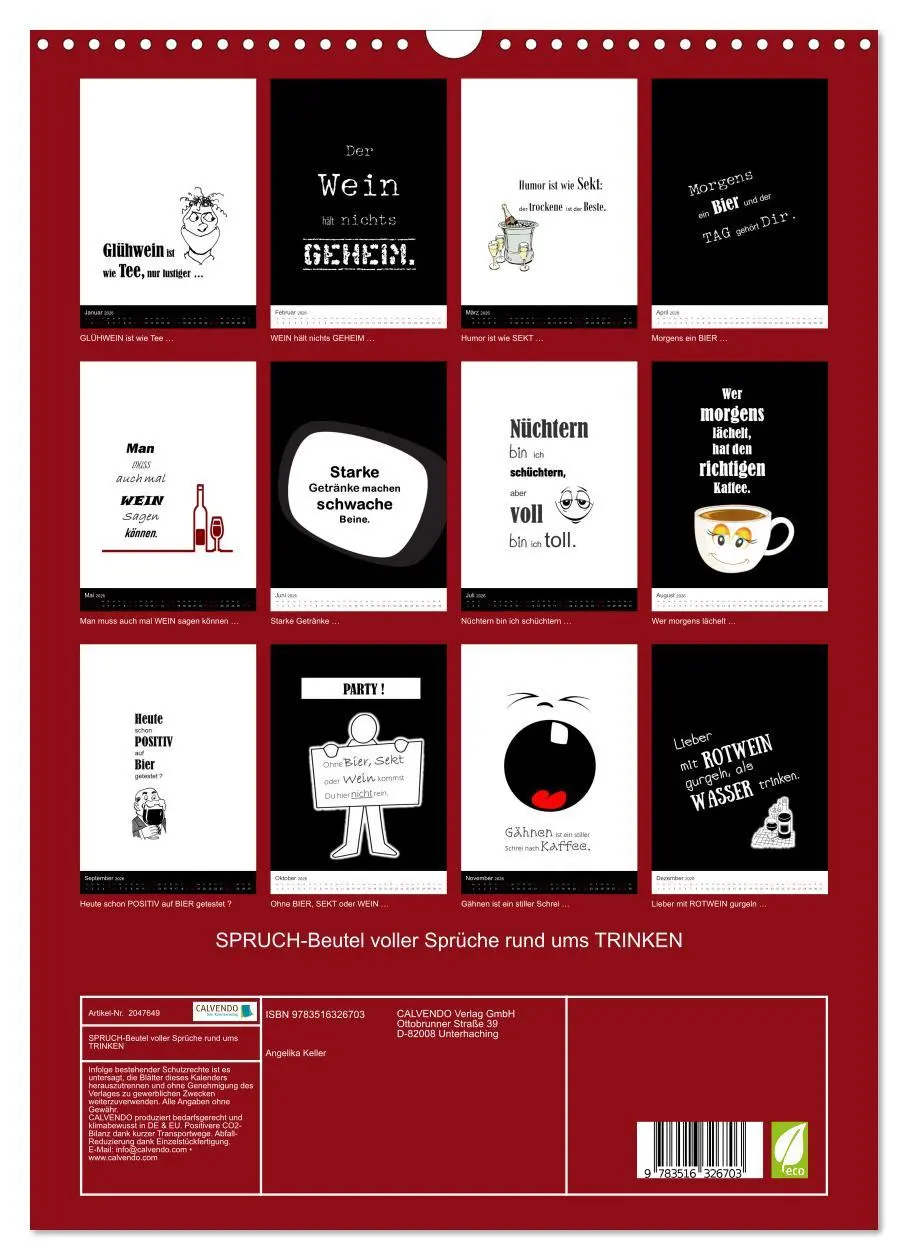 Bild: 9783516326703 | SPRUCH-Beutel voller Sprüche rund ums TRINKEN (Wandkalender 2026...