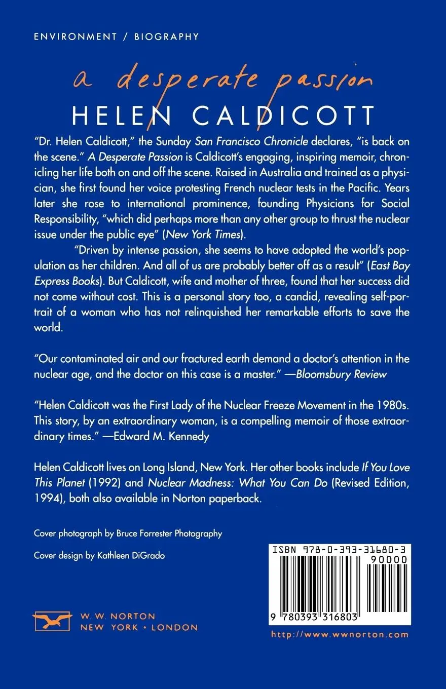 Rückseite: 9780393316803 | A Desperate Passion | An Autobiography | Helen Caldicott | Taschenbuch