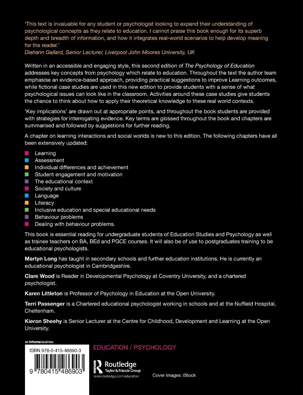 Rückseite: 9780415486903 | The Psychology of Education | Martyn Long (u. a.) | Taschenbuch | 2010