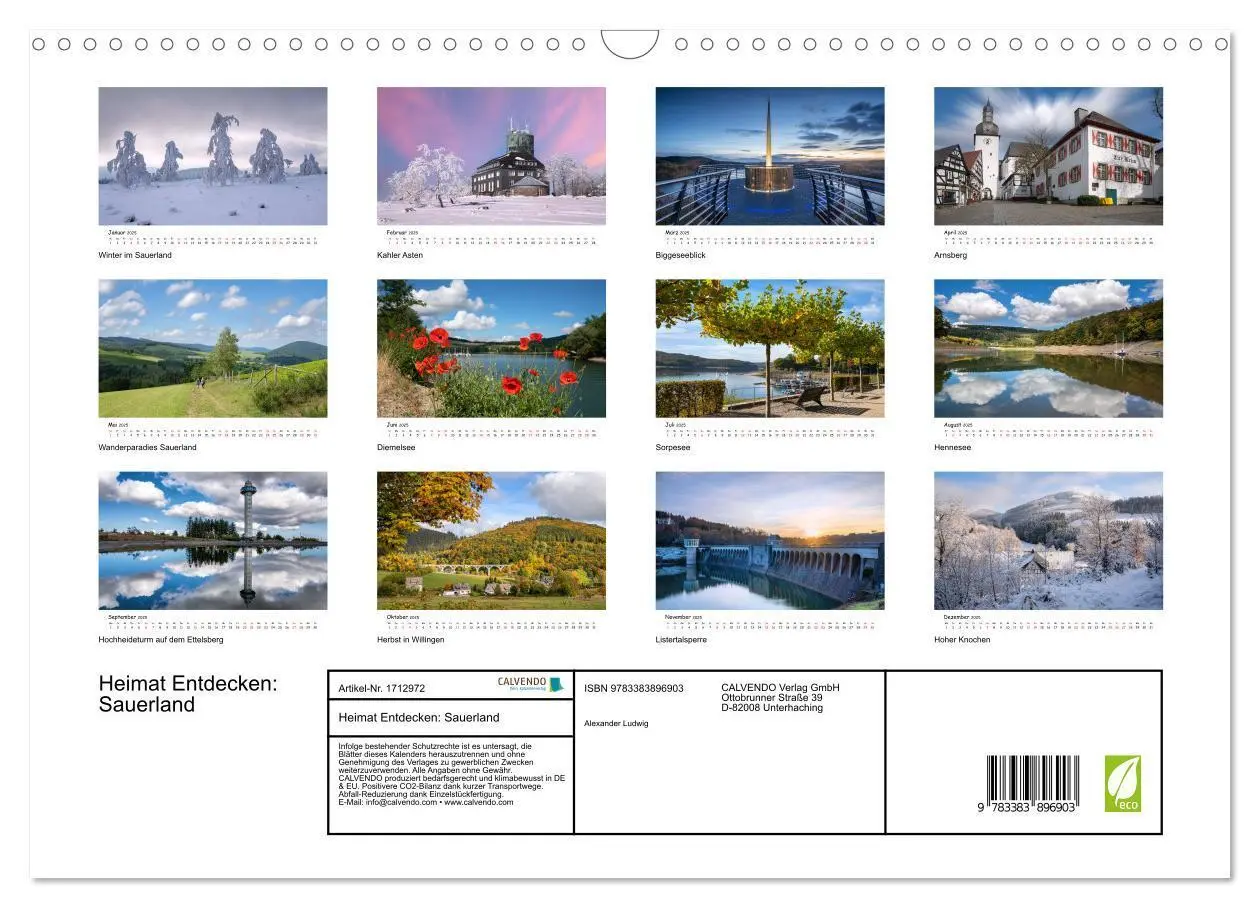 Bild: 9783383896903 | Heimat Entdecken: Sauerland (Wandkalender 2025 DIN A3 quer),...