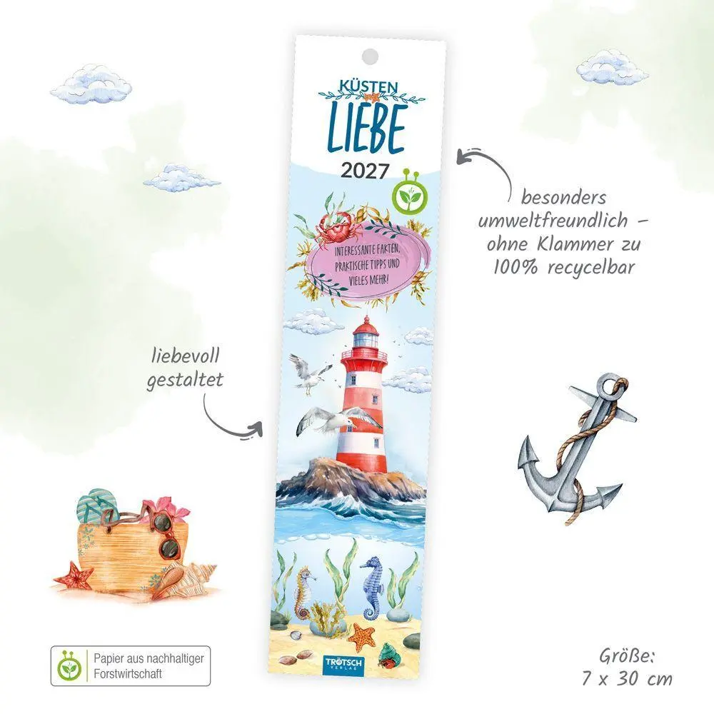 Bild: 9783988026903 | TRÖTSCH - Streifenkalender Mini Küstenliebe 2027 | KG | Kalender