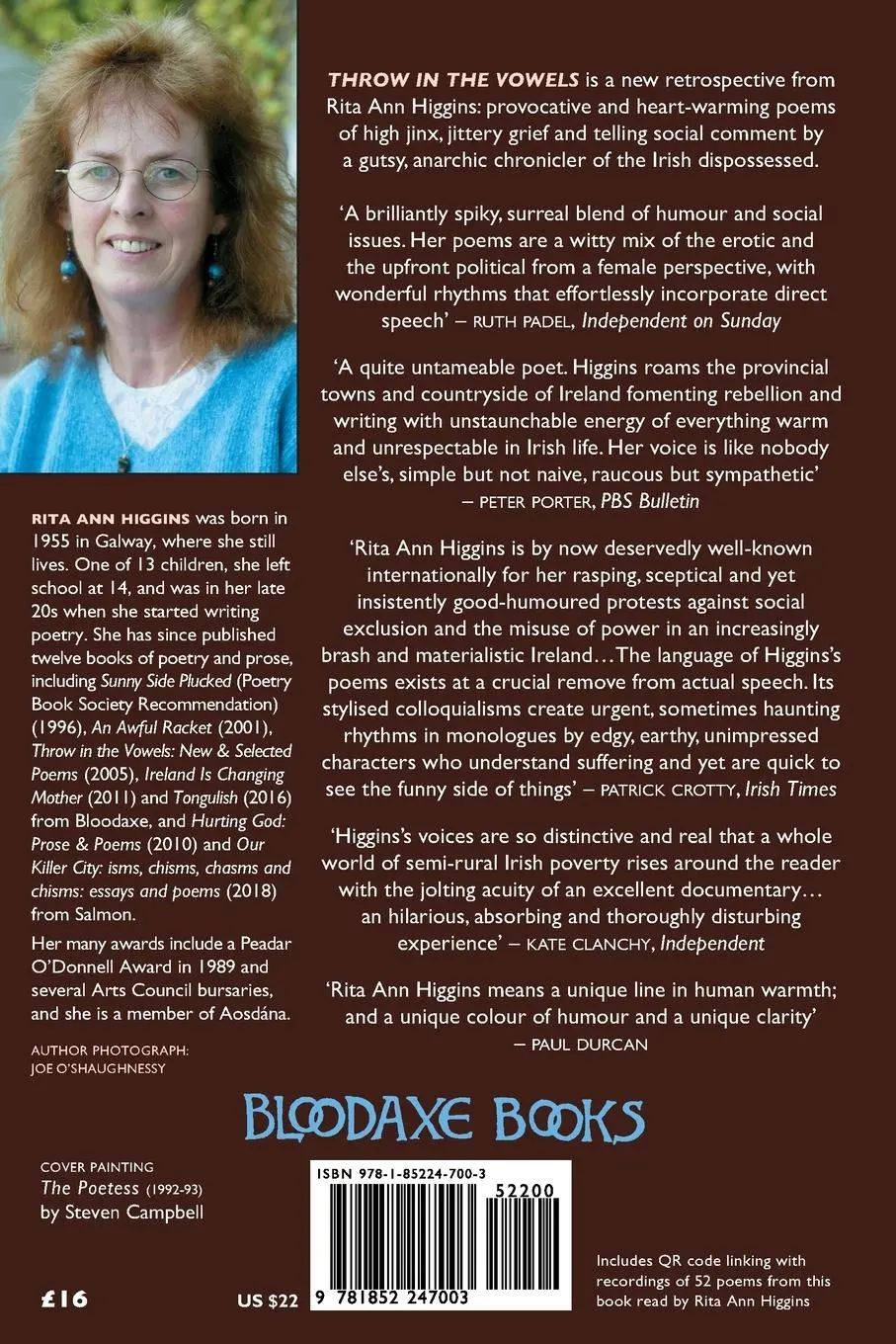 Rückseite: 9781852247003 | Throw in the Vowels | New &amp; Selected Poems | Rita Ann Higgins | Buch