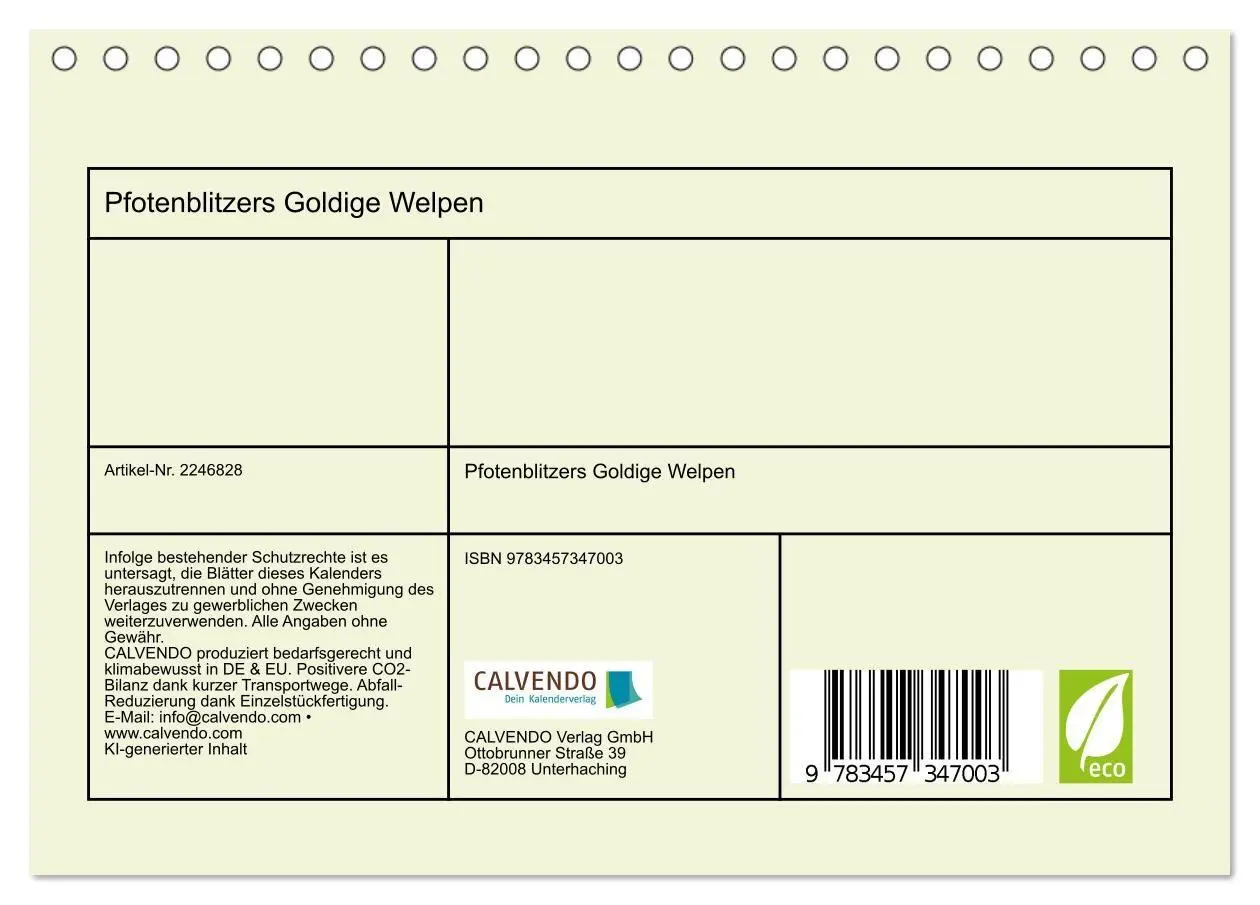 Bild: 9783457347003 | Pfotenblitzers Goldige Welpen (Tischkalender 2026 DIN A5 quer),...