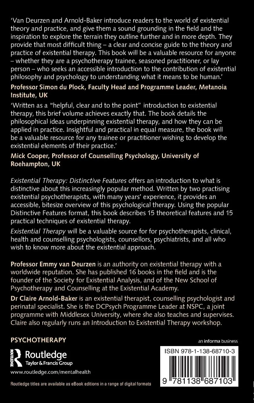 Rückseite: 9781138687103 | Existential Therapy | Distinctive Features | Emmy Van Deurzen (u. a.)