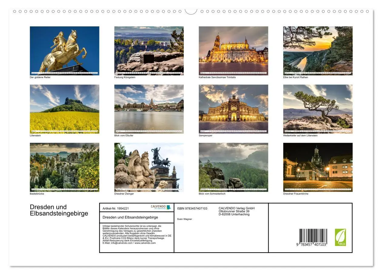Bild: 9783457407103 | Dresden und Elbsandsteingebirge (hochwertiger Premium Wandkalender...