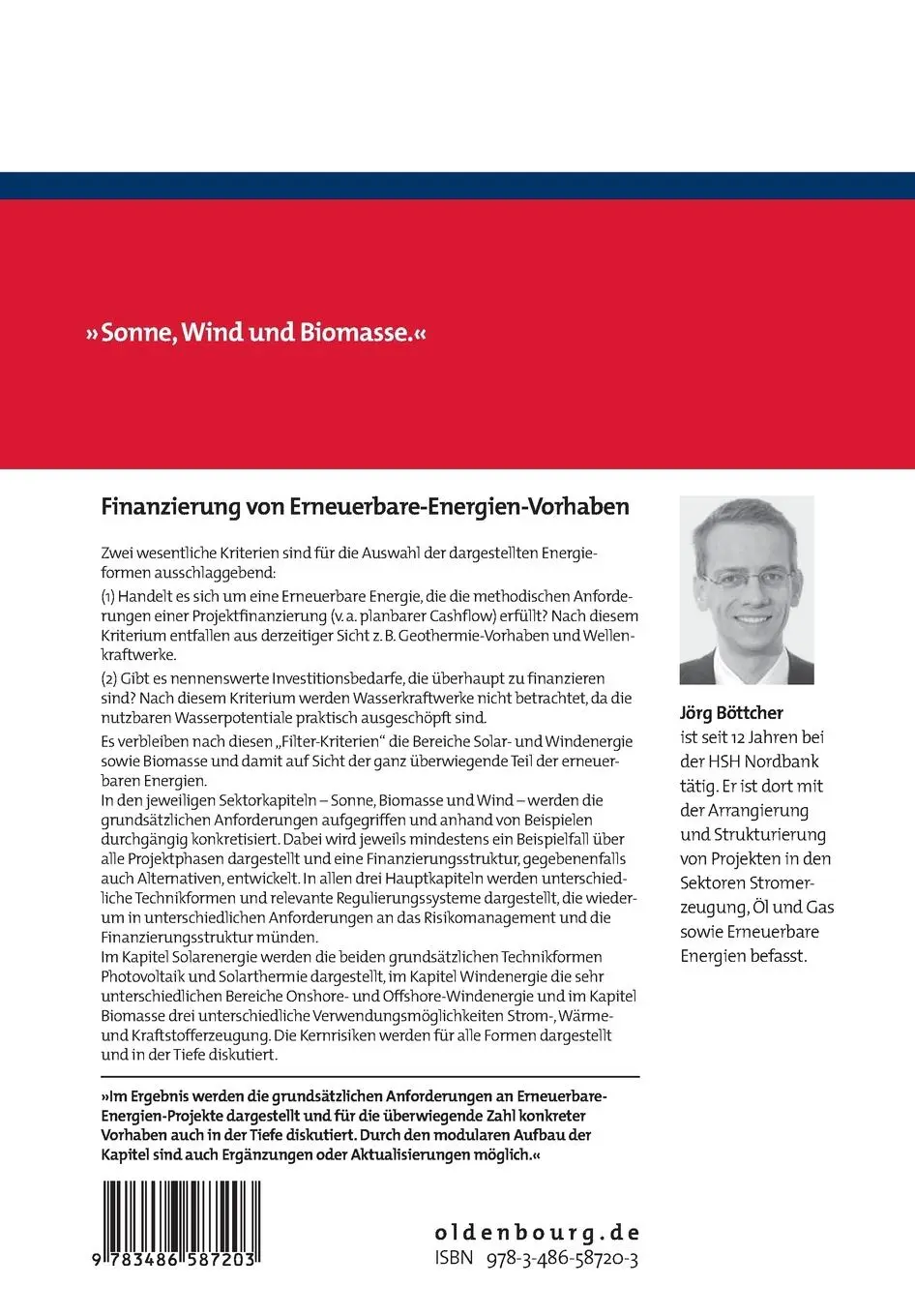 Rückseite: 9783486587203 | Finanzierung von Erneuerbare-Energien-Vorhaben | Jörg Böttcher | Buch
