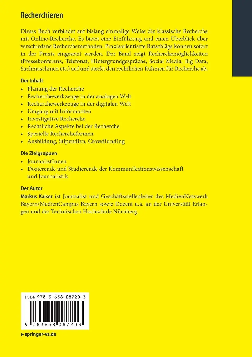 Rückseite: 9783658087203 | Recherchieren | klassisch - online - crossmedial | Markus Kaiser | xii
