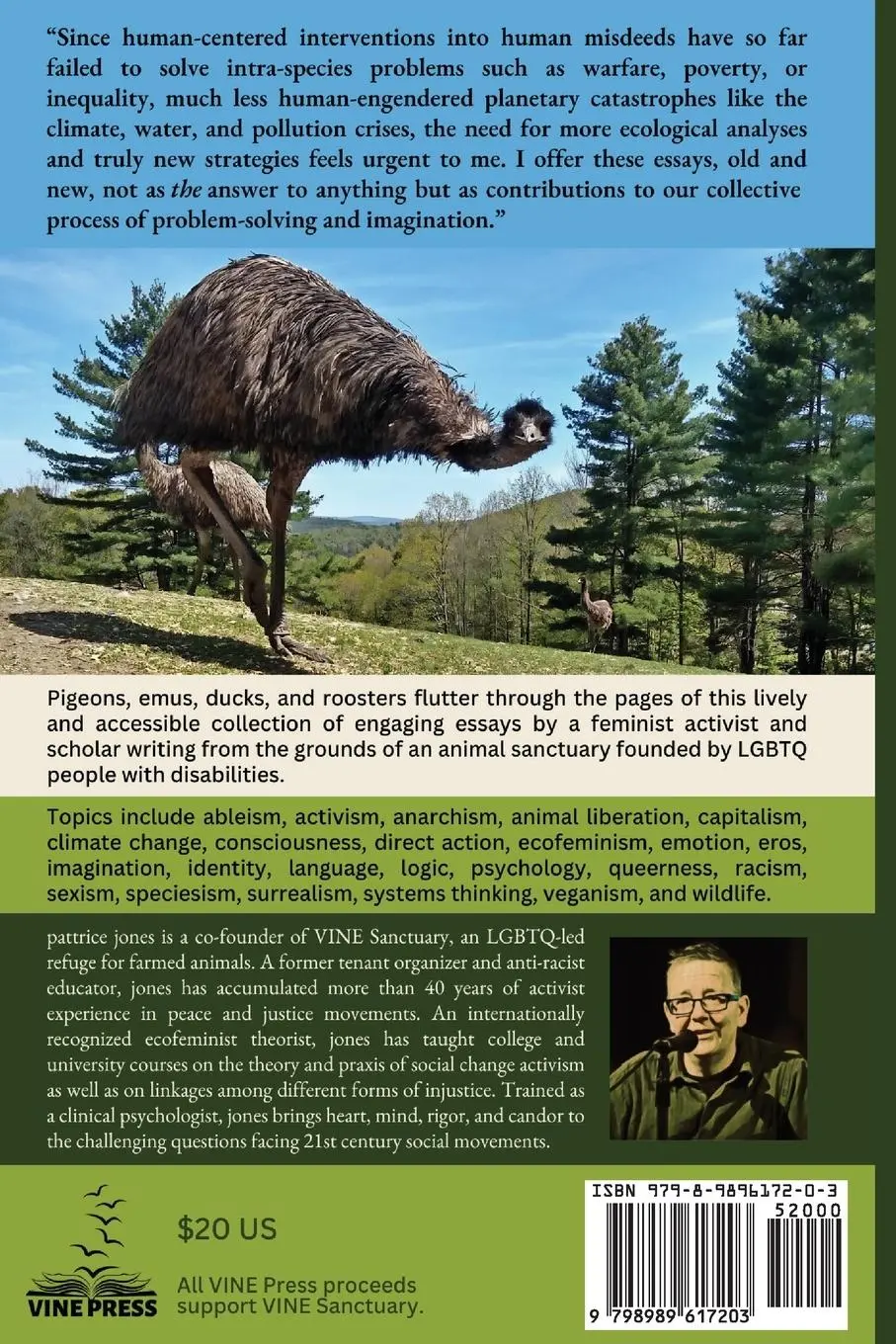 Rückseite: 9798989617203 | Bird's-Eye Views | Queer Queries About Activism, Animals, and Identity