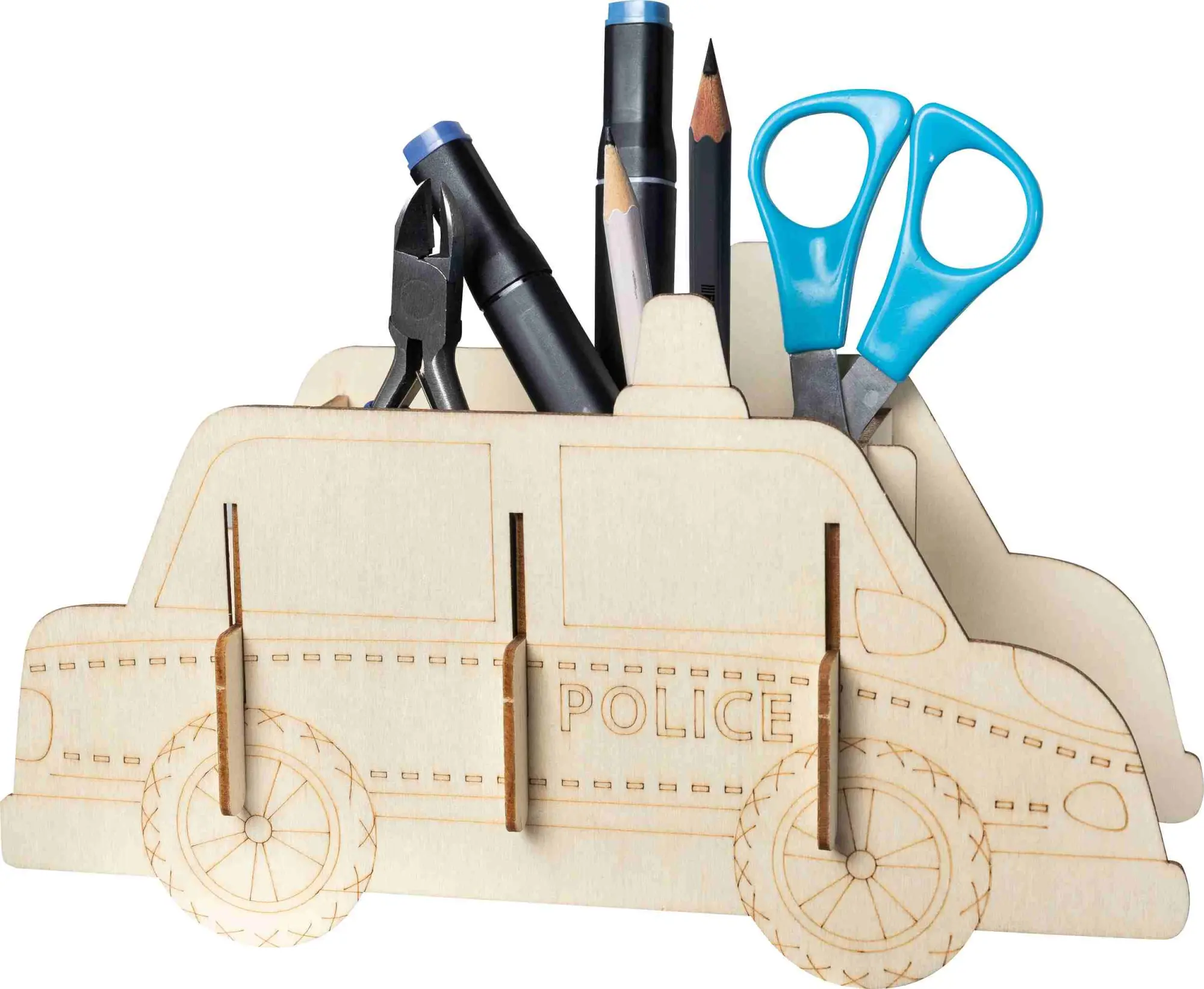 Cover: 4006094477403 | PEBARO 477/4 - Holzbausatz Stiftehalter Polizeiauto, Laser cut...