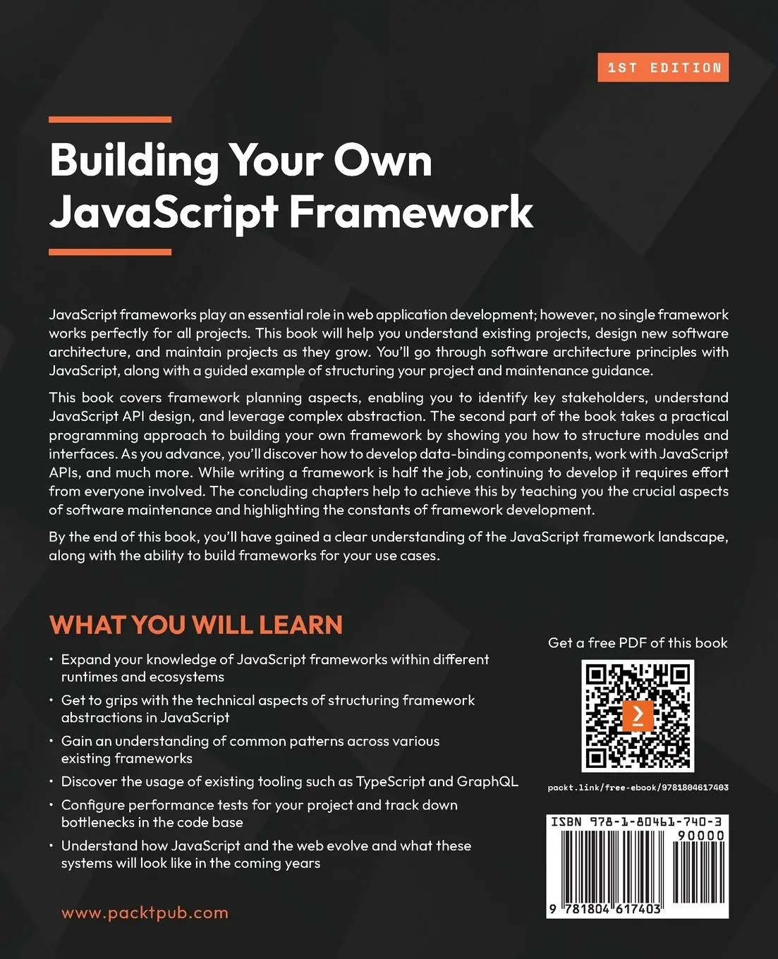 Rückseite: 9781804617403 | Building Your Own JavaScript Framework | Vlad Filippov | Taschenbuch