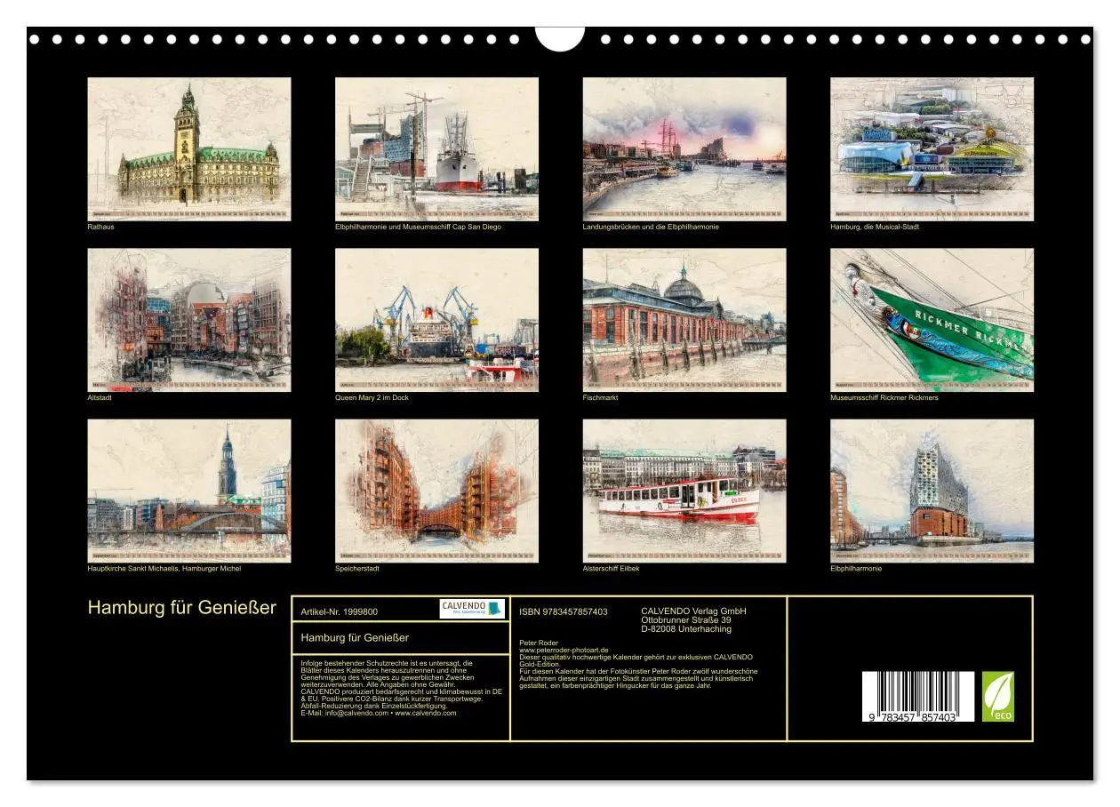 Bild: 9783457857403 | Hamburg für Genießer (Wandkalender 2026 DIN A3 quer), CALVENDO...
