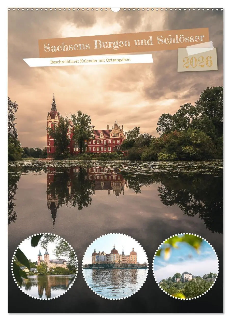 Cover: 9783516327403 | Sachsens Burgen und Schlösser - Beschreibbarer Kalender mit...