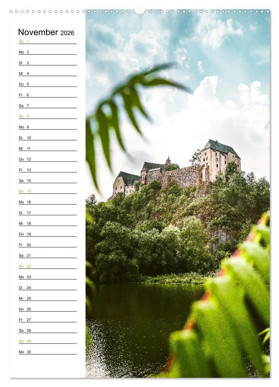Bild: 9783516327403 | Sachsens Burgen und Schlösser - Beschreibbarer Kalender mit...