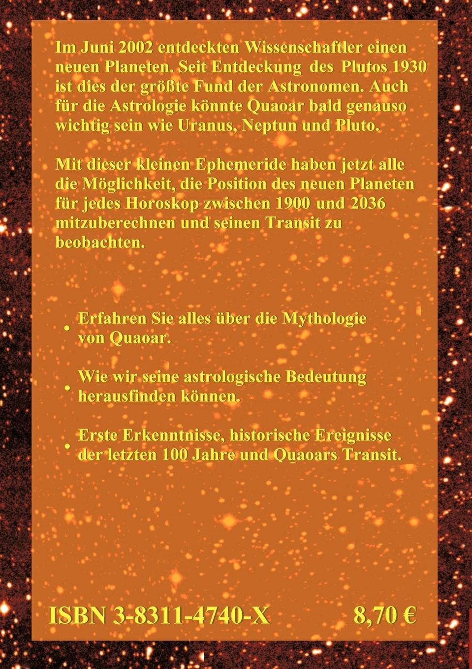 Rückseite: 9783831147403 | Quaoar - Der zehnte Planet | Ephemeride 1900-2036 | Michael Meyer