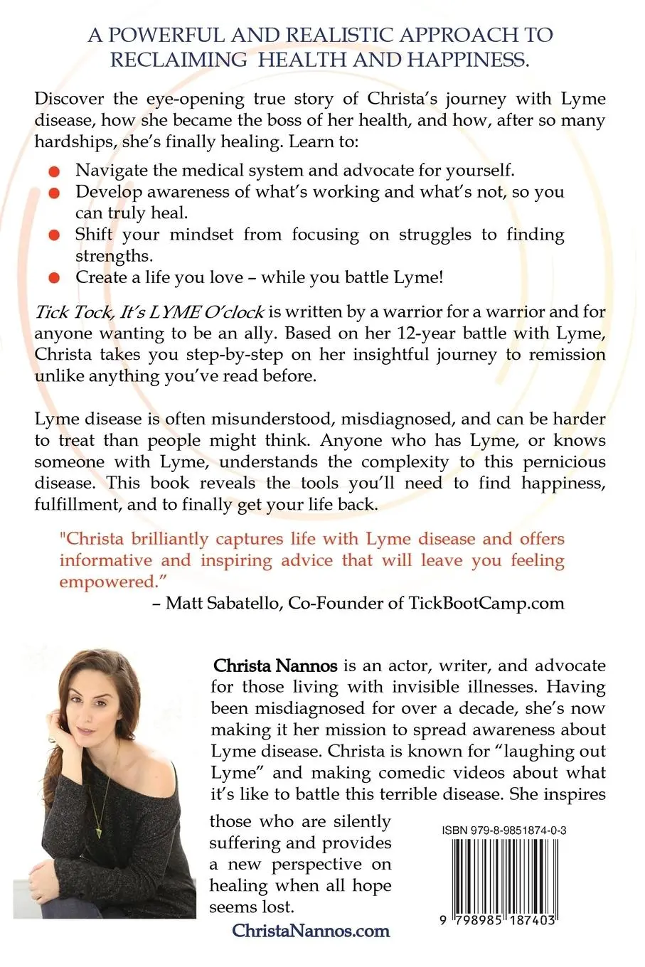 Rückseite: 9798985187403 | Tick Tock, It's LYME O'clock | Christa Nannos | Taschenbuch | Englisch