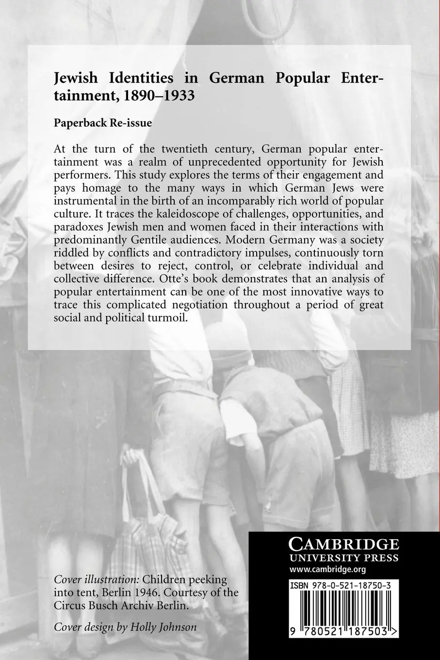 Rückseite: 9780521187503 | Jewish Identities in German Popular Entertainment, 1890 1933 | Otte