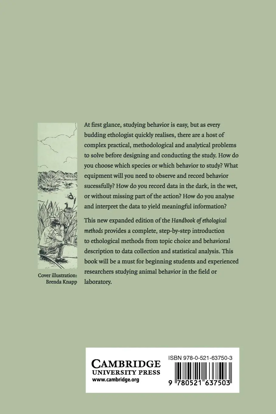 Rückseite: 9780521637503 | Handbook of Ethological Methods | Philip N. Lehner (u. a.) | Buch