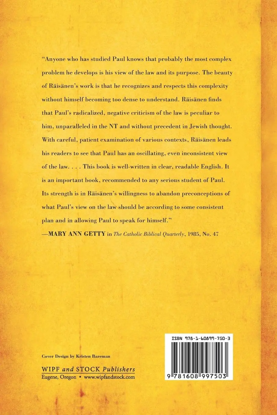 Rückseite: 9781608997503 | Paul and the Law (2nd Edition) | Heikki Räisänen | Taschenbuch | 2010