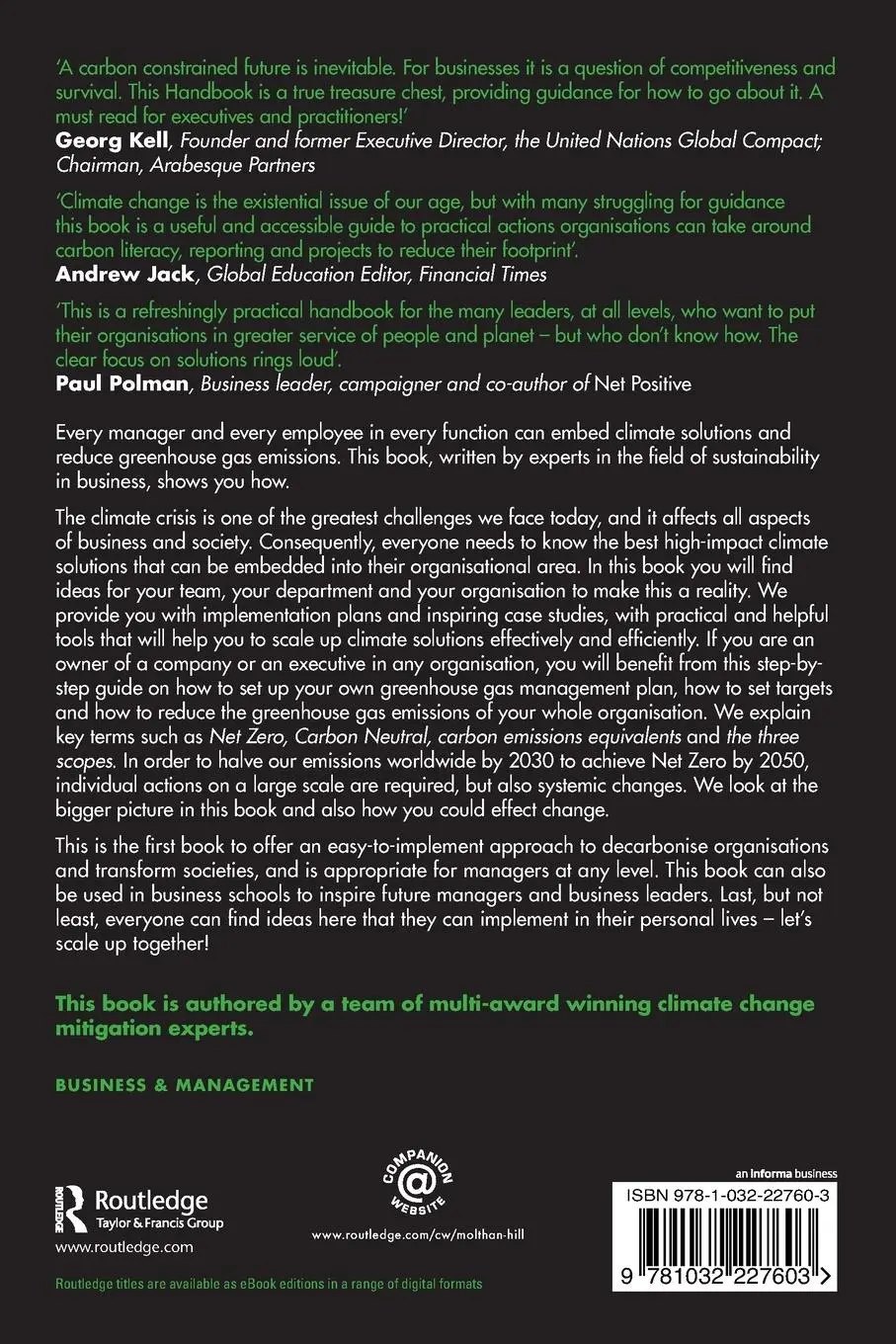 Rückseite: 9781032227603 | The Handbook of Carbon Management | Petra Molthan-Hill (u. a.) | Buch