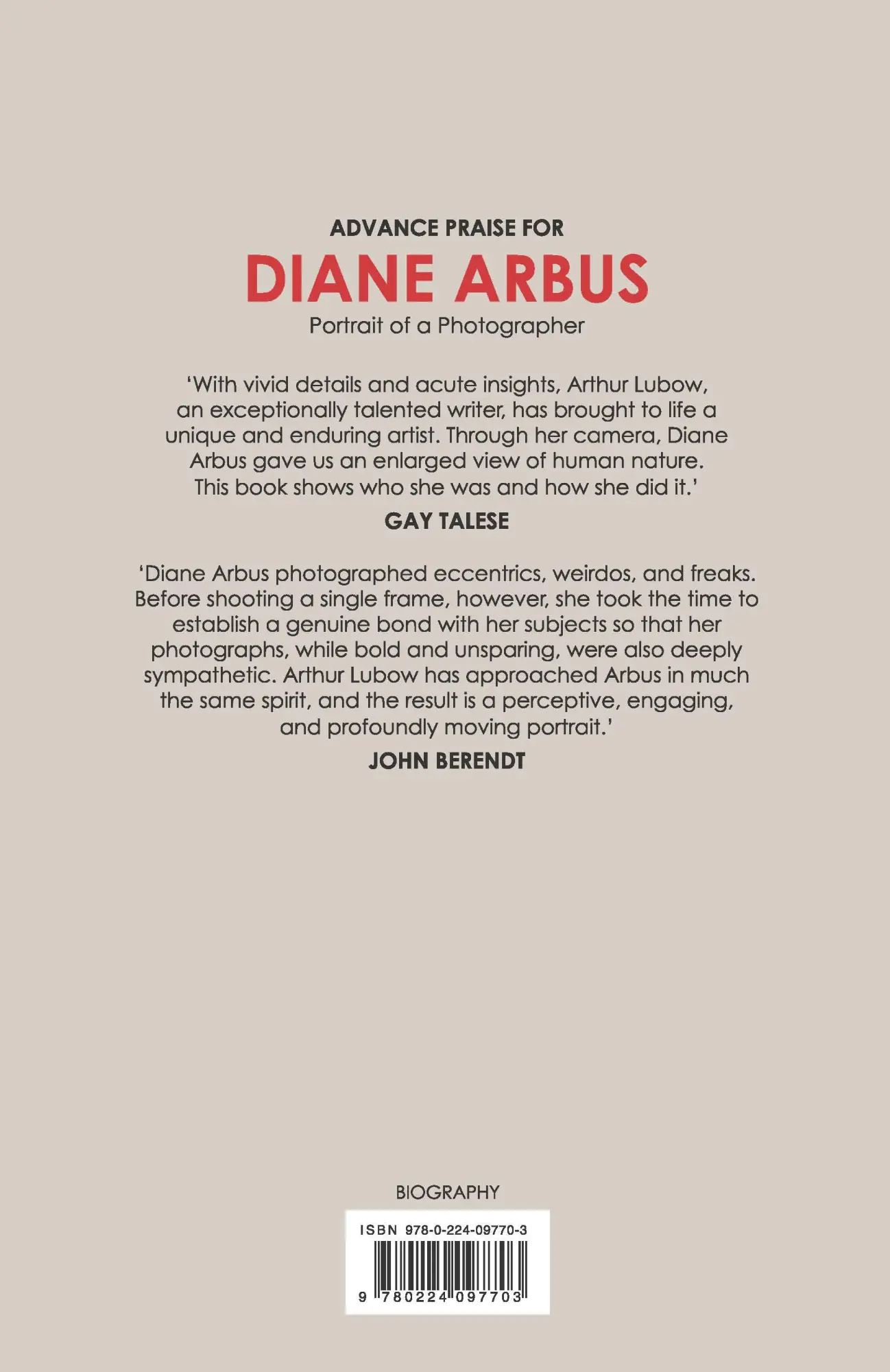 Rückseite: 9780224097703 | Diane Arbus | Arthur Lubow | Buch | Gebunden | Englisch | 2016