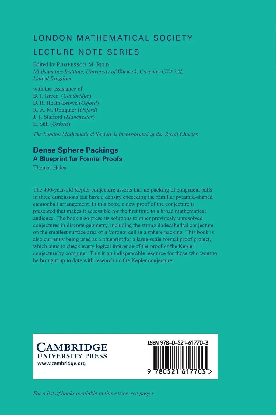 Rückseite: 9780521617703 | Dense Sphere Packings | Thomas Hales | Taschenbuch | Englisch | 2012