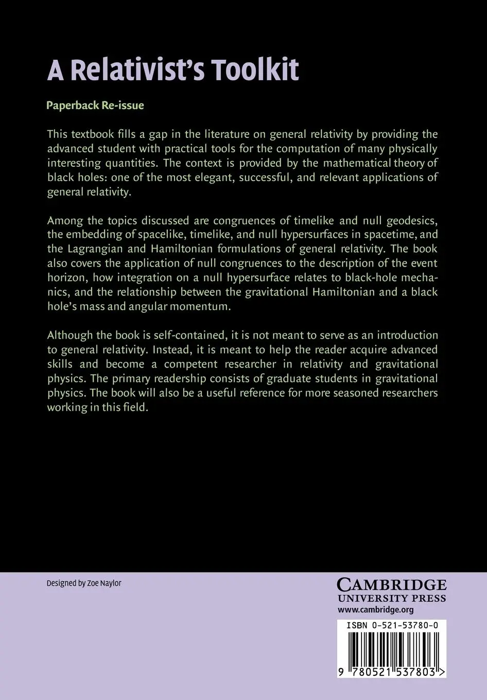 Rückseite: 9780521537803 | A Relativist's Toolkit | Eric Poisson | Taschenbuch | Englisch | 2007