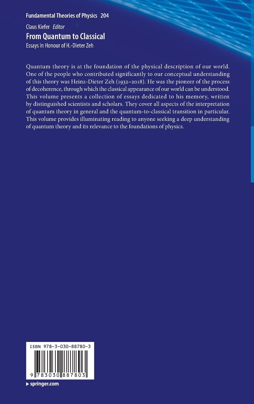Rückseite: 9783030887803 | From Quantum to Classical | Essays in Honour of H.-Dieter Zeh | Kiefer