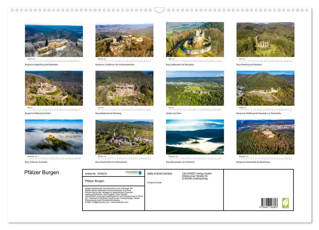 Bild: 9783457297803 | Pfälzer Burgen (Wandkalender 2026 DIN A2 quer), CALVENDO...