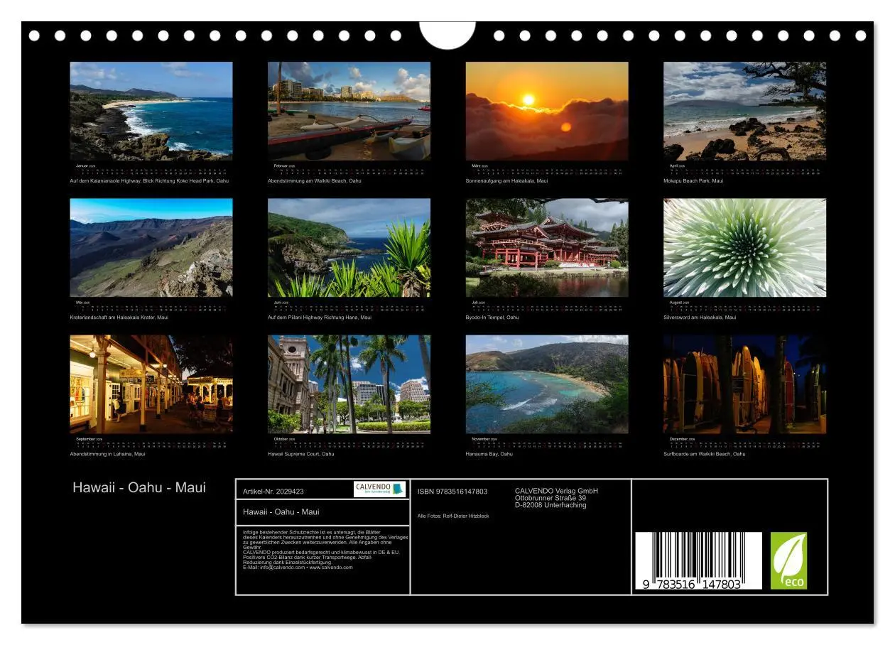 Bild: 9783516147803 | Hawaii - Oahu - Maui (Wandkalender 2026 DIN A4 quer), CALVENDO...