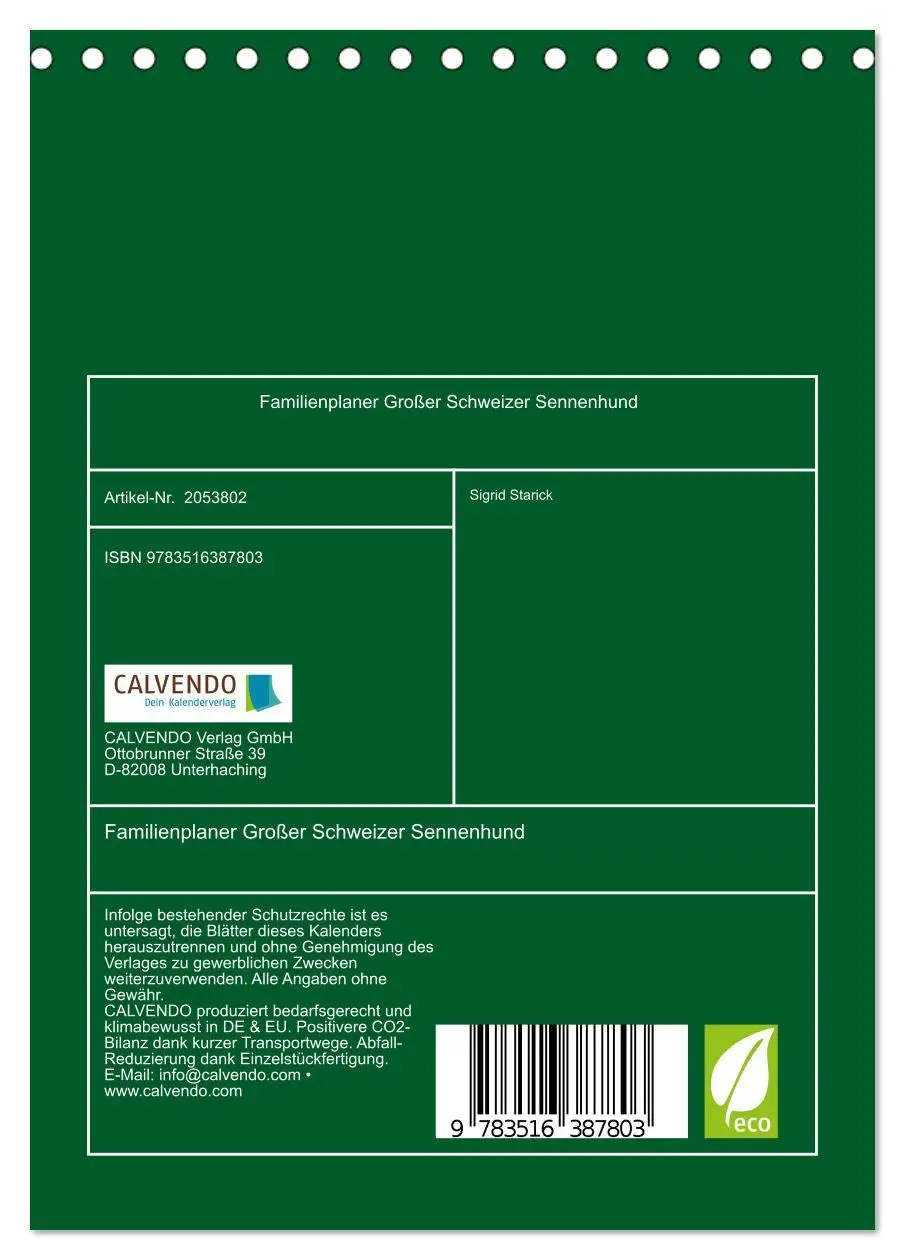 Bild: 9783516387803 | Familienplaner Großer Schweizer Sennenhund (Tischkalender 2026 DIN...