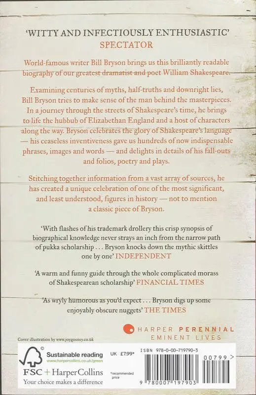 Rückseite: 9780007197903 | Shakespeare | The World as a Stage | Bill Bryson | Taschenbuch | 2008