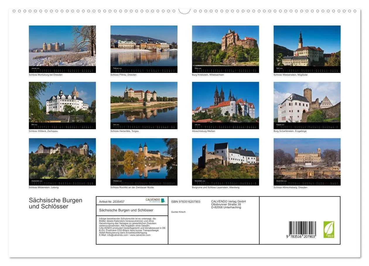 Bild: 9783516207903 | Sächsische Burgen und Schlösser (hochwertiger Premium Wandkalender...