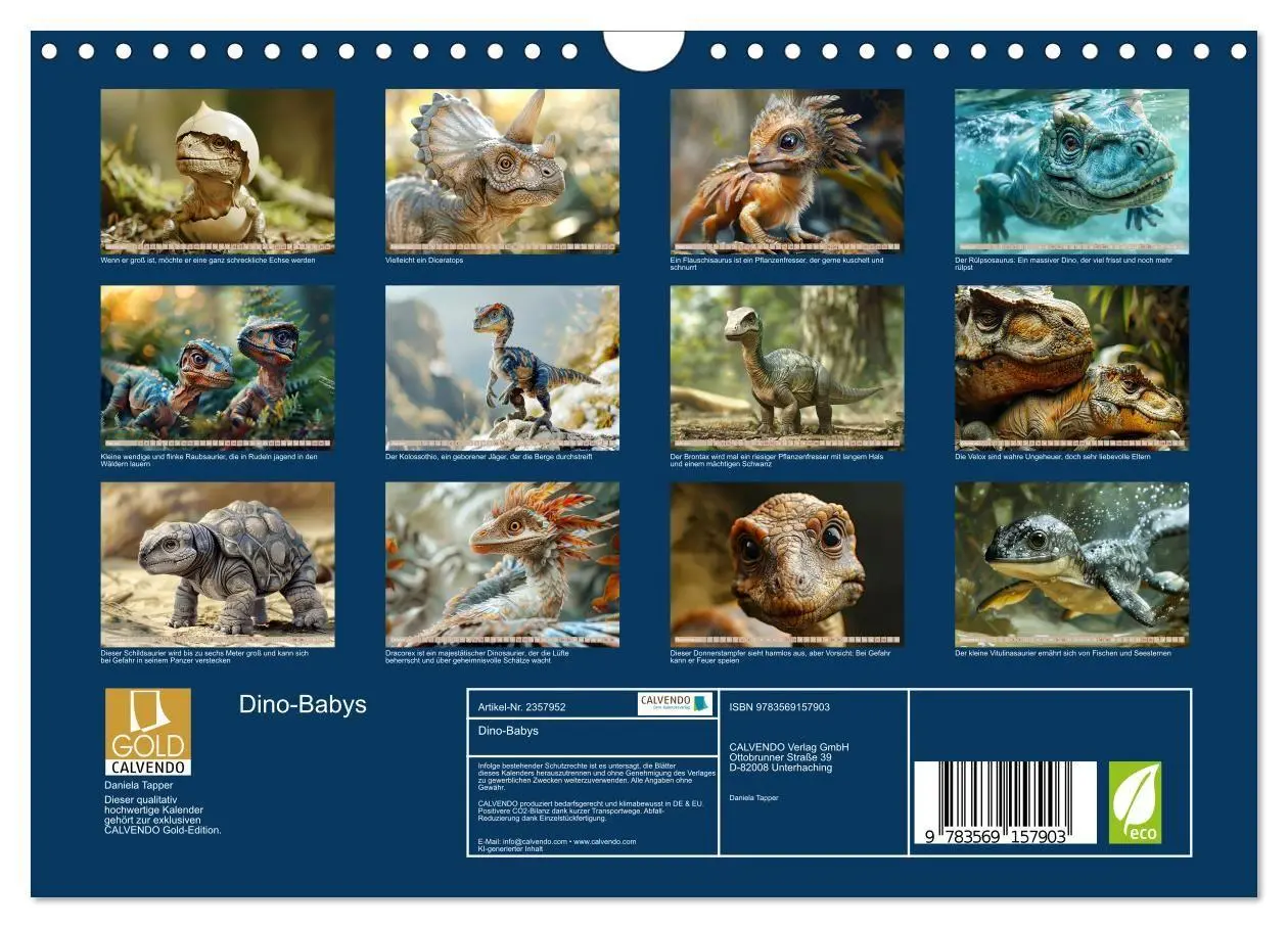 Bild: 9783569157903 | Dino-Babys (Wandkalender 2027 DIN A4 quer), CALVENDO Monatskalender