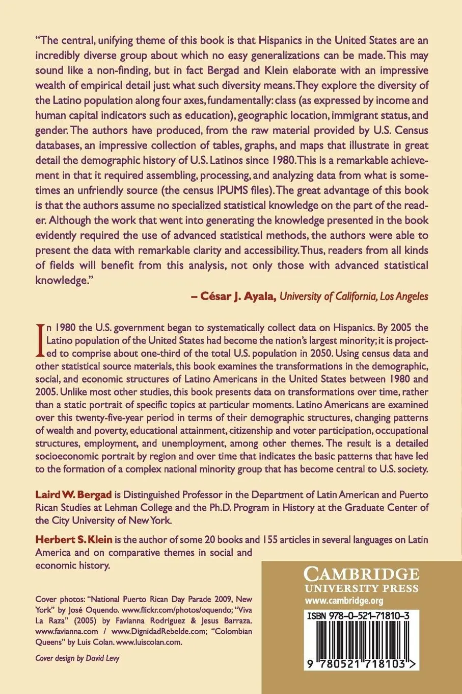 Rückseite: 9780521718103 | Hispanics in the United States | Herbert S. Klein (u. a.) | Buch