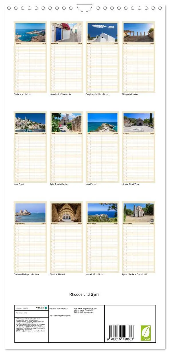 Bild: 9783516498103 | Familienplaner 2026 - Rhodos und Symi mit 5 Spalten (Wandkalender,...
