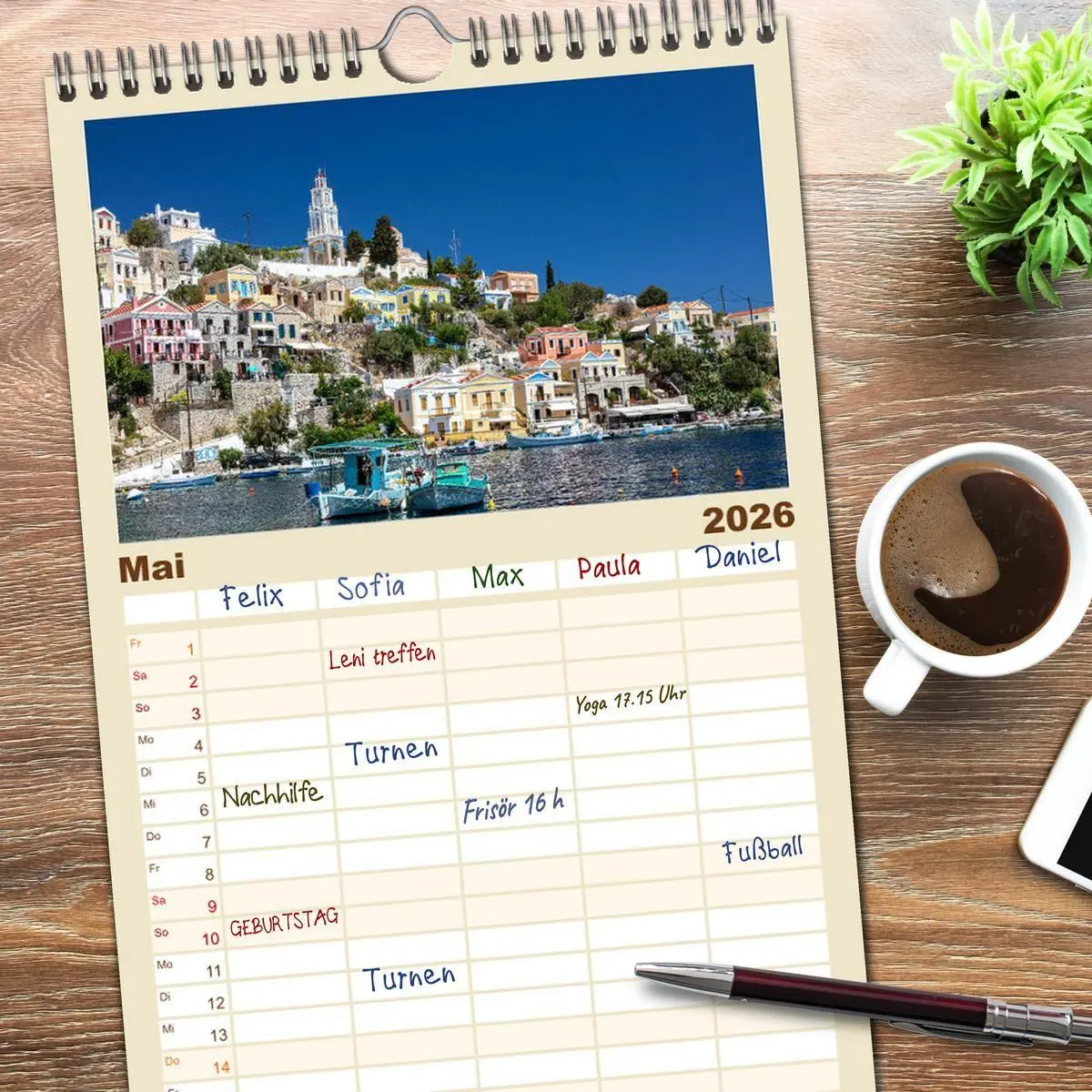 Bild: 9783516498103 | Familienplaner 2026 - Rhodos und Symi mit 5 Spalten (Wandkalender,...