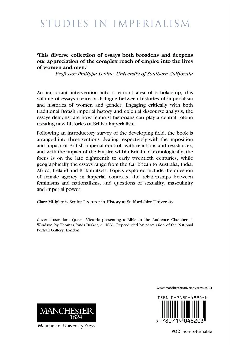 Rückseite: 9780719048203 | Gender and imperialism | Clare Midgley | Taschenbuch | Englisch | 1998