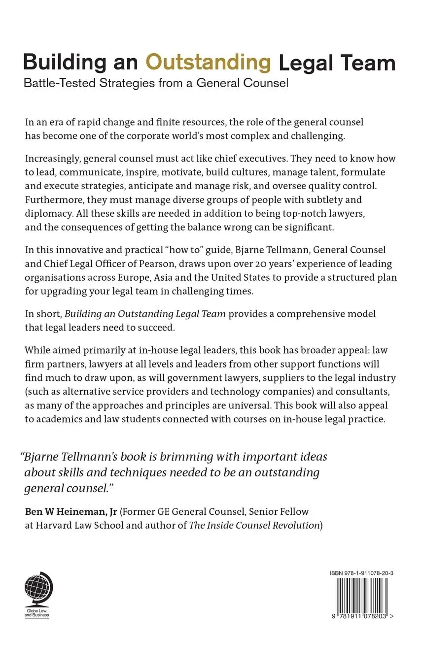 Rückseite: 9781911078203 | Building an Outstanding Legal Team | Bjarne P Tellmann | Buch | 2017
