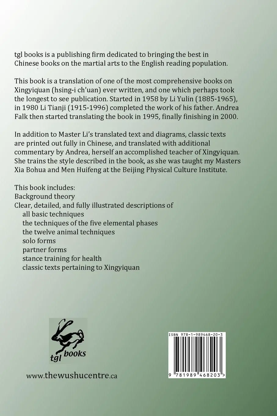 Rückseite: 9781989468203 | Li Tianji's The Skill of Xingyiquan | Andrea Falk (u. a.) | Buch