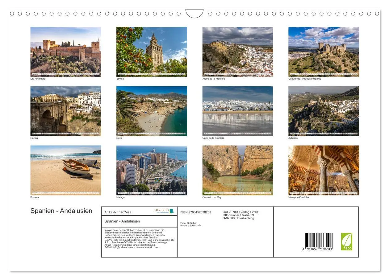 Bild: 9783457538203 | Spanien - Andalusien (Wandkalender 2026 DIN A3 quer), CALVENDO...