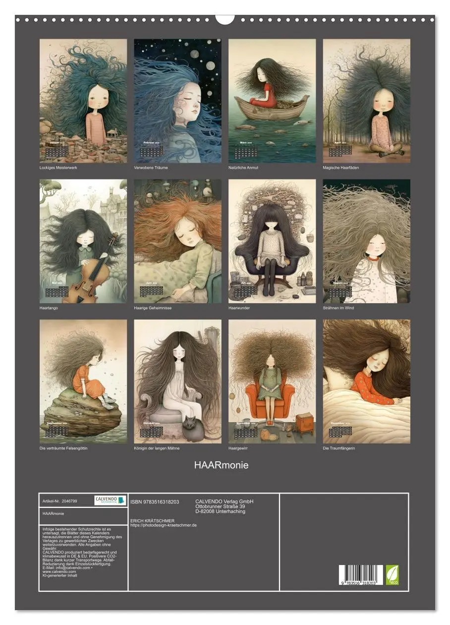 Bild: 9783516318203 | HAARmonie (Wandkalender 2026 DIN A2 hoch), CALVENDO Monatskalender