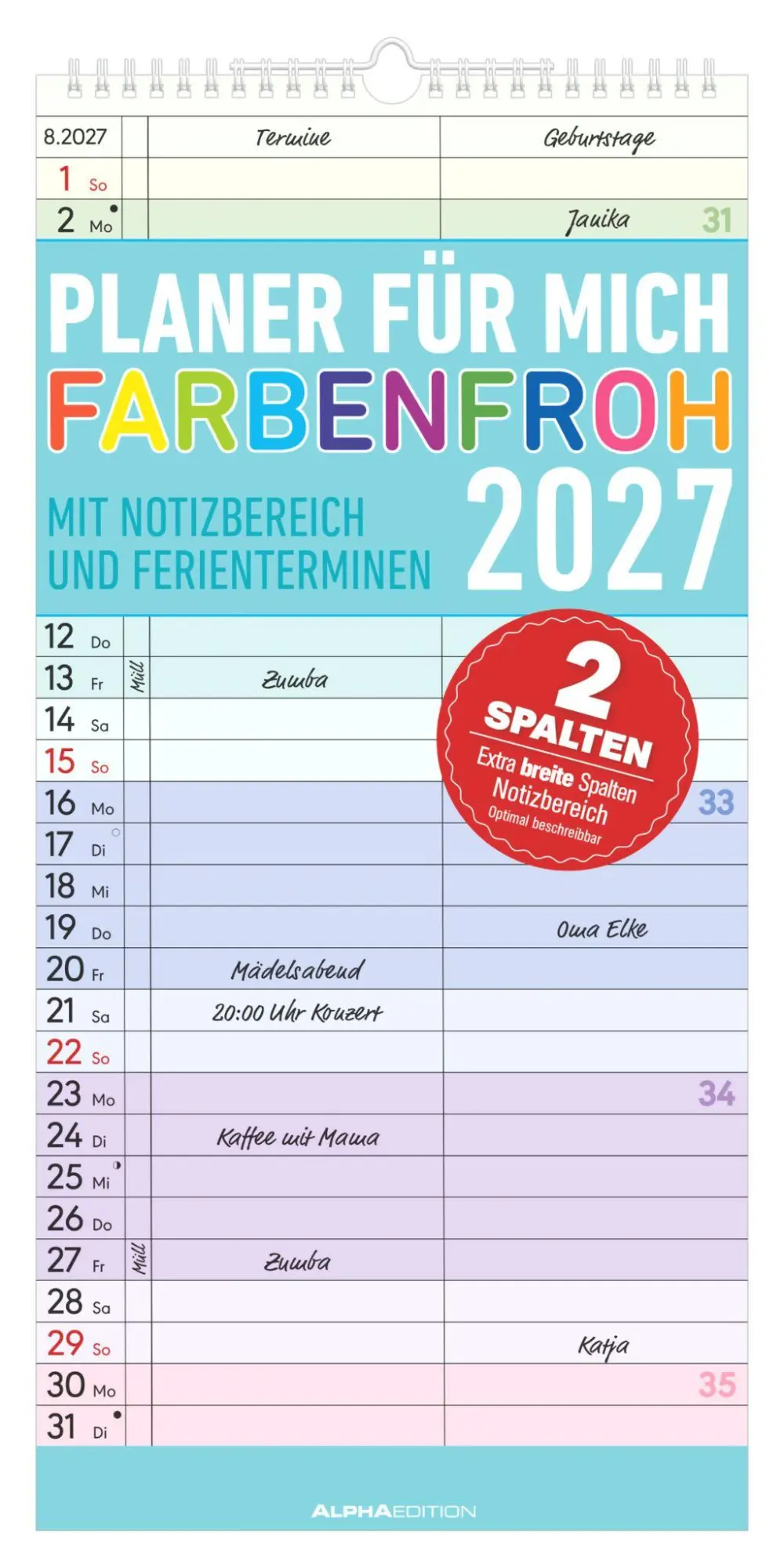 Cover: 4069095018303 | Planer für mich Farbenfroh 2027 | Neumann Verlage GmbH &amp; Co KG | 14 S.