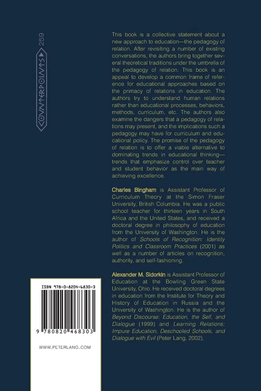 Rückseite: 9780820468303 | No Education Without Relation | Foreword by Nel Noddings | Taschenbuch