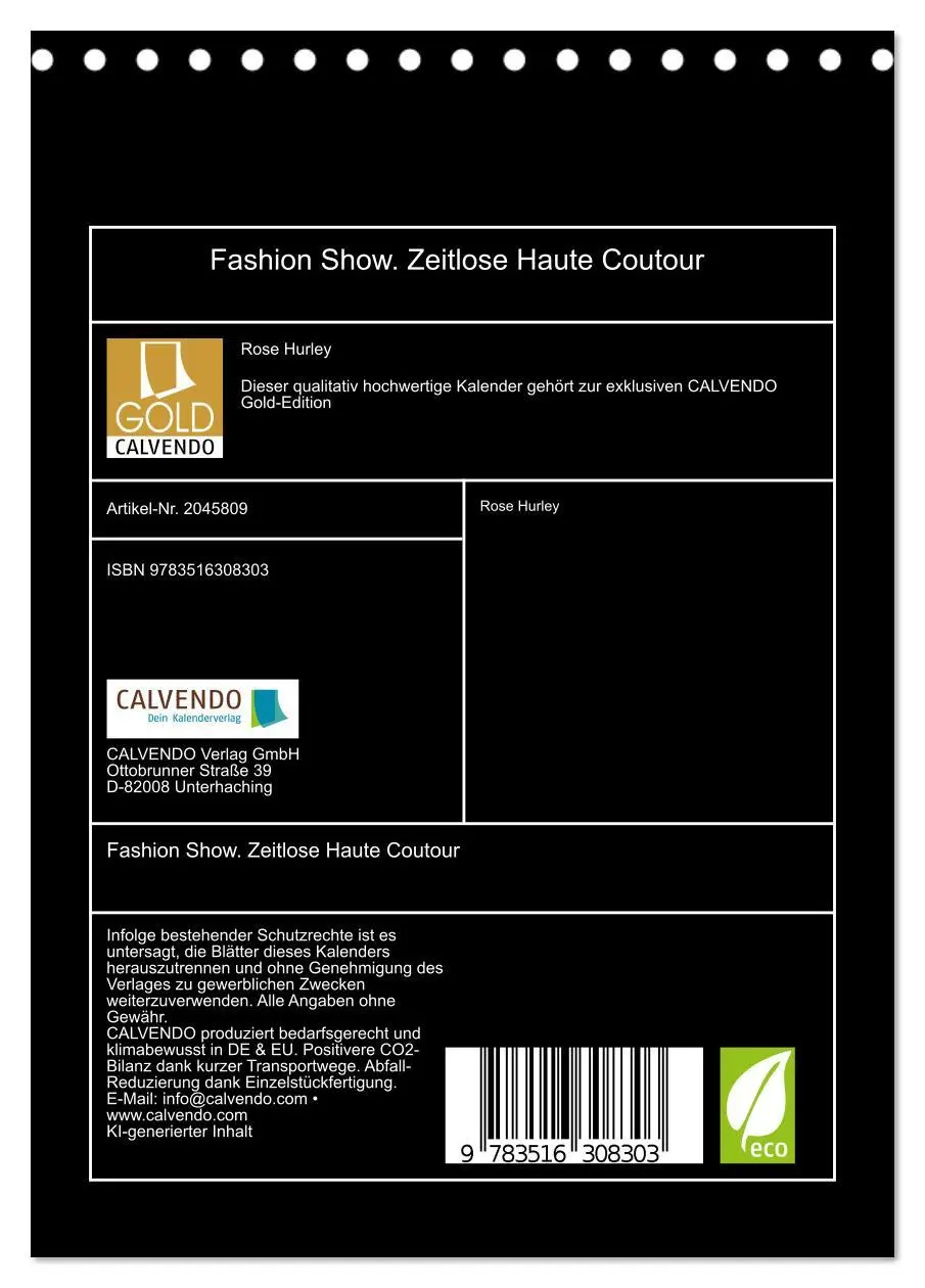 Bild: 9783516308303 | Fashion Show. Zeitlose Haute Coutour (Tischkalender 2026 DIN A5...