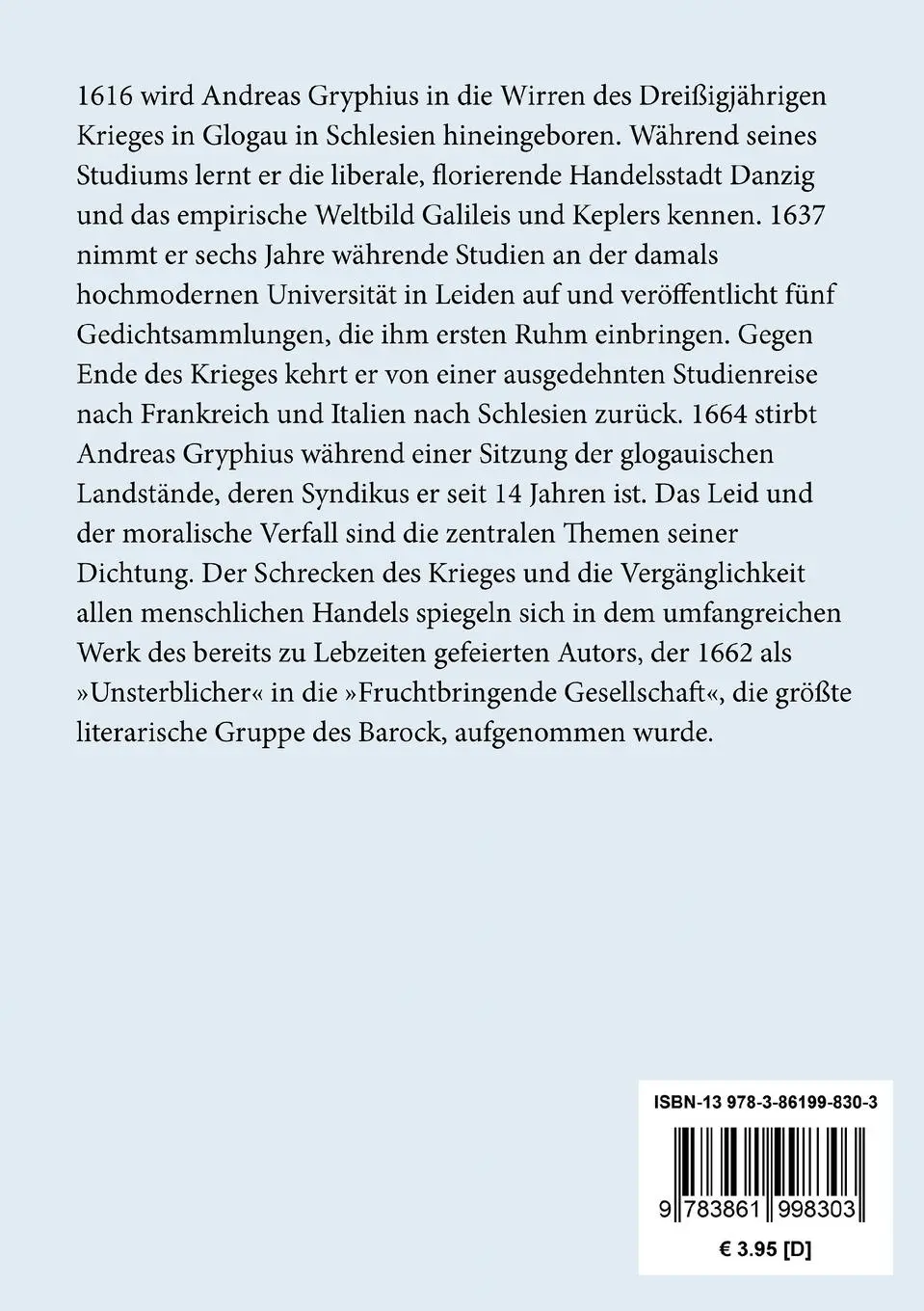 Rückseite: 9783861998303 | Absurda Comica | oder Herr Peter Squenz | Andreas Gryphius | Buch
