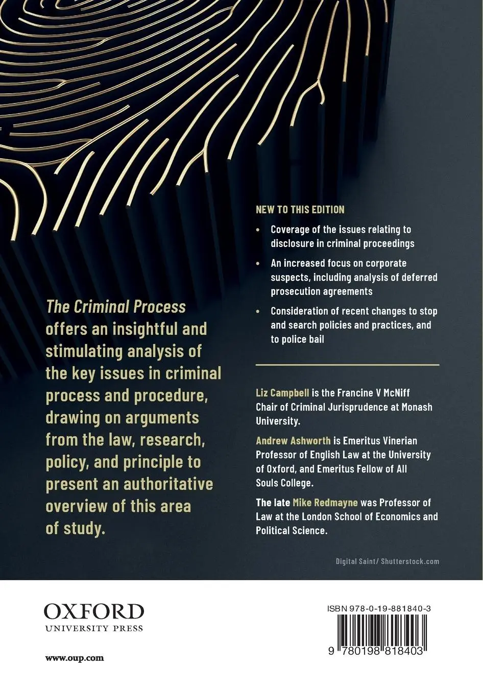 Rückseite: 9780198818403 | The Criminal Process | Andrew Ashworth (u. a.) | Taschenbuch | 2019
